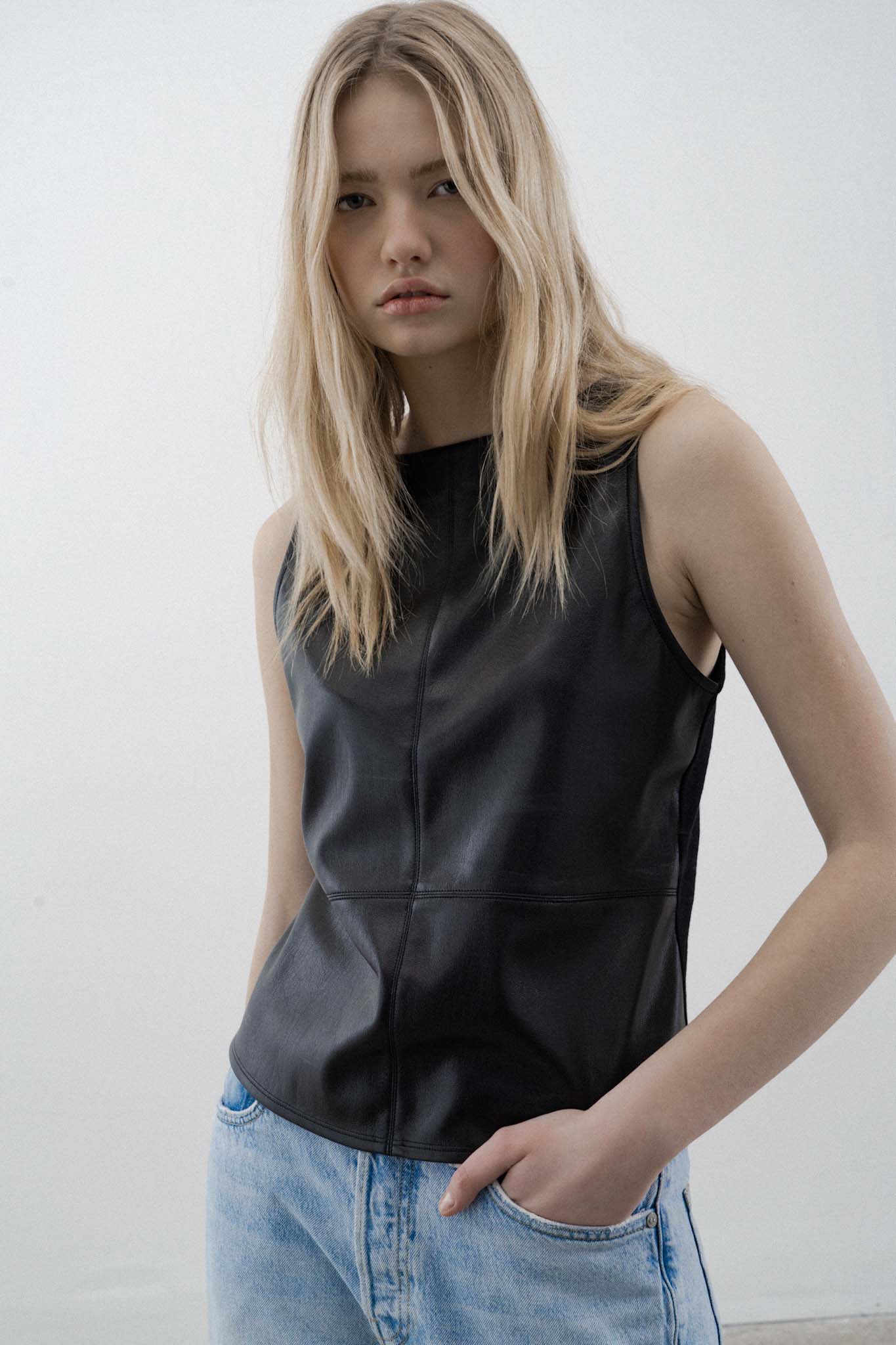 Faux Leather Tank Top