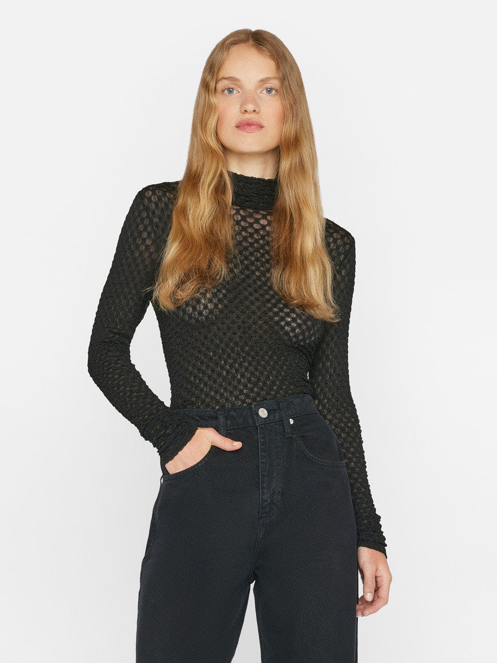 Turtleneck hotsell fishnet top