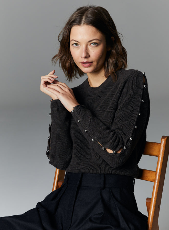 OPEN SLEEVE CREWNECK SWEATER AUTUMN CASHMERE