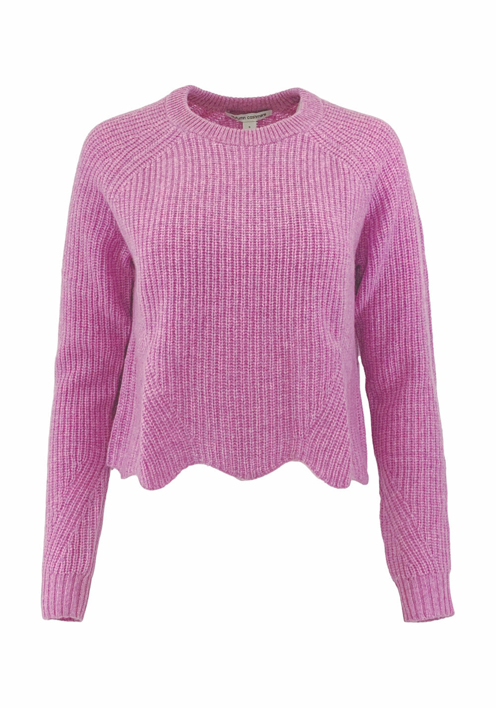 CASHMERE SCALLOPED SHAKER SWEATER BERRY FROST AUTUMN CASHMERE