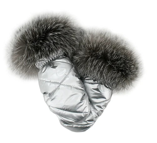 NYLON MITTENS WITH FUR TRIM (SILVER) - MITCHIE'S – Joelle's/Jeff's Guyshop