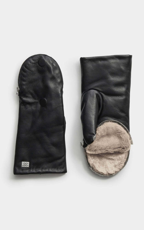 BETRICE LEATHER MITTENS BLACK FAWN SOIA KYO