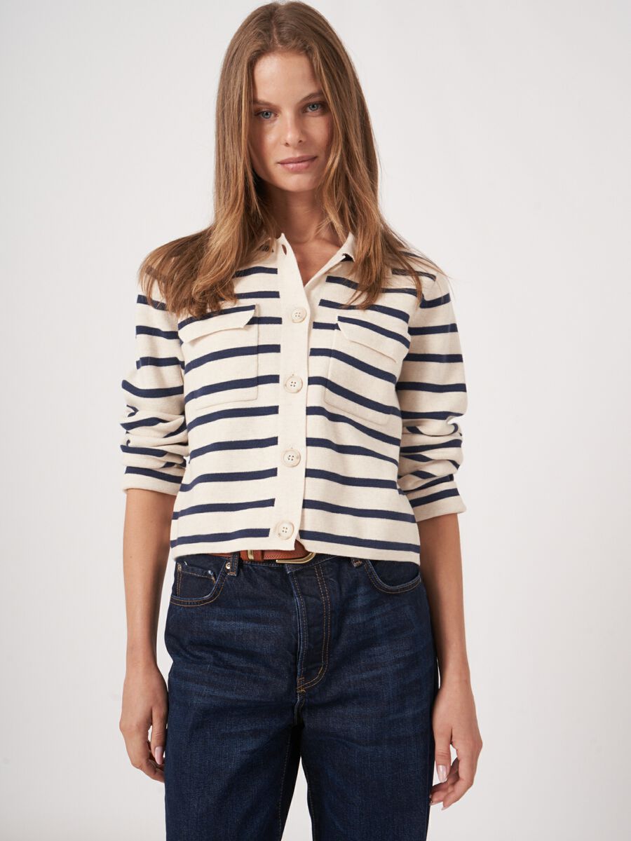 STRIPED COTTON CARDIGAN - REPEAT