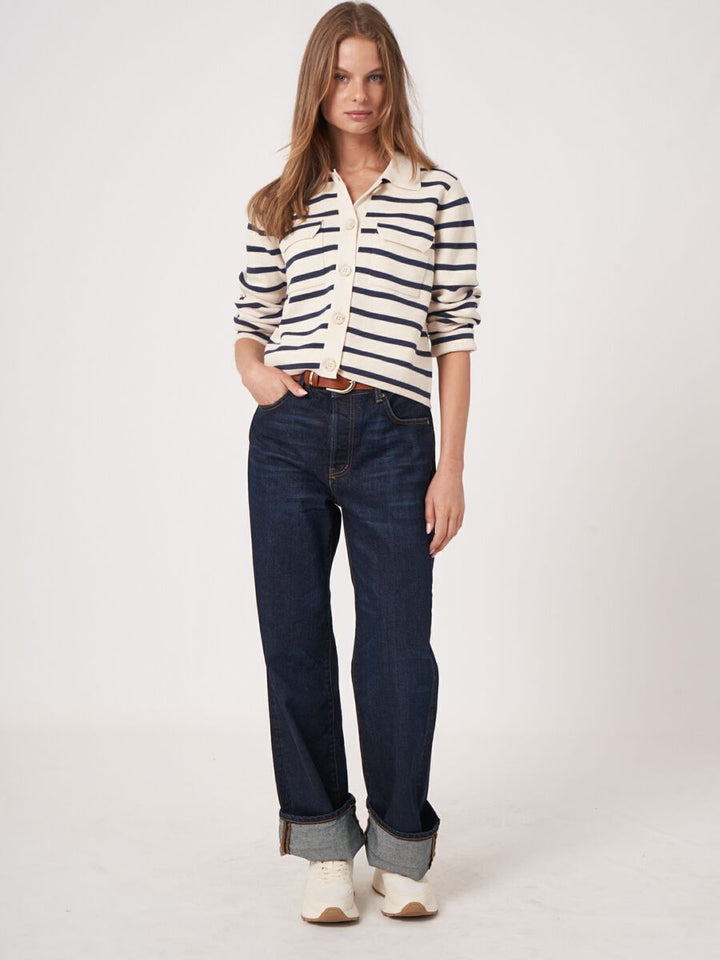 STRIPED COTTON CARDIGAN - REPEAT