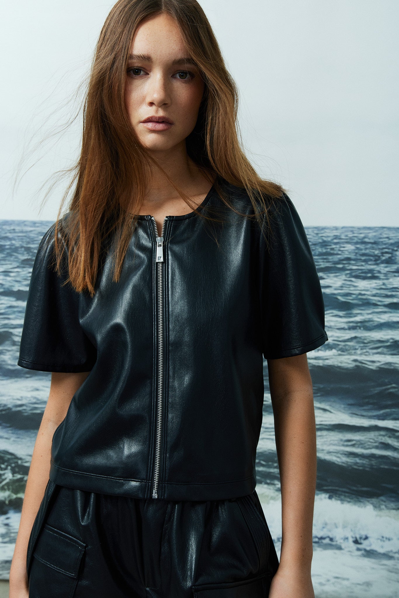 HOUSTON FAUX LEATHER SHORT SLEEVE JACKET BLACK MELISSA NEPTON Joelle s