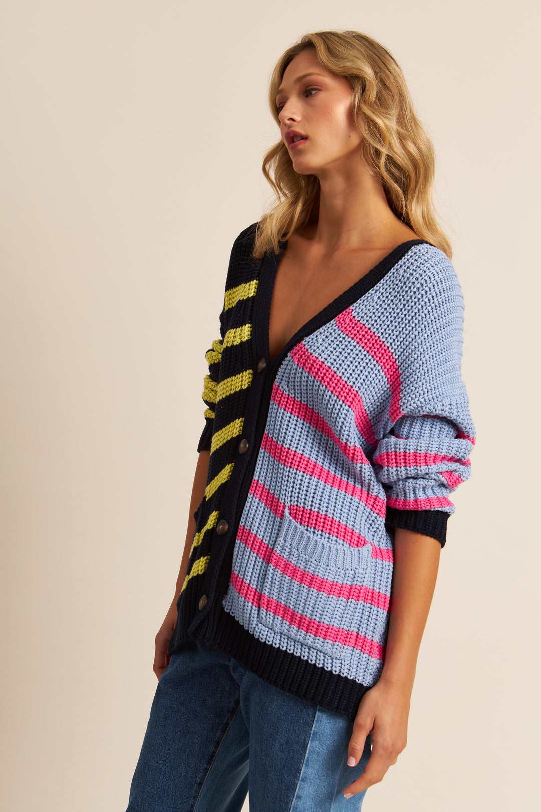 RAZ STRIPED CARDIGAN - JOHN+JENN