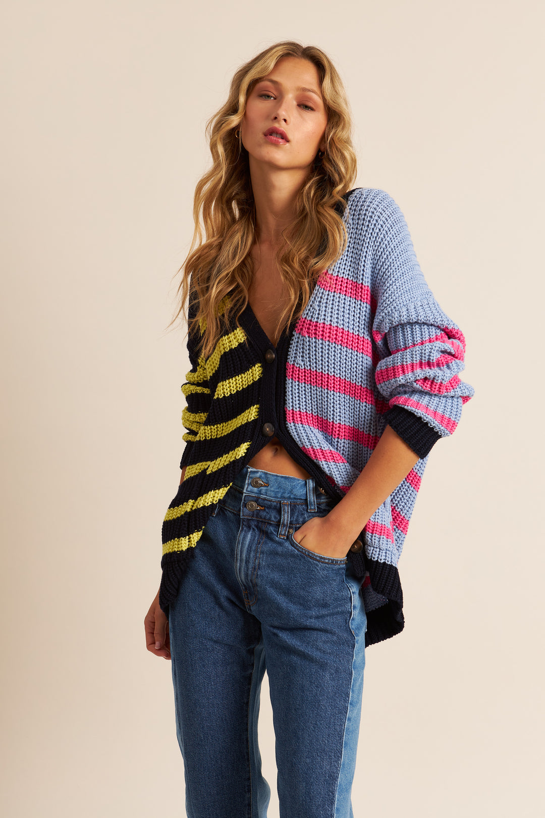 RAZ STRIPED CARDIGAN - JOHN+JENN