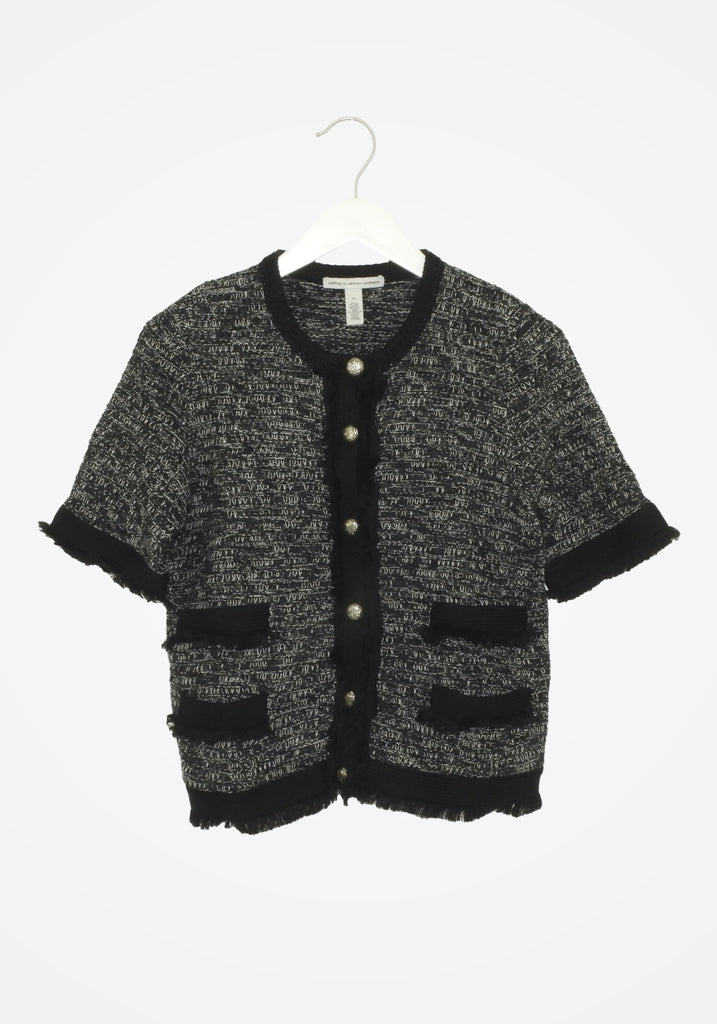 SHORT SLEEVE FRINGE CARDIGAN AUTUMN CASHMERE