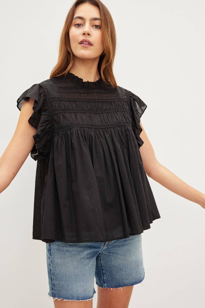 INESSA COTTON LACE TOP - VELVET