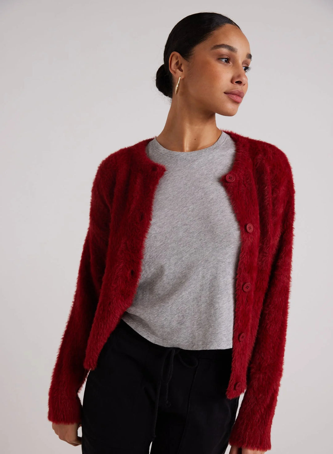 Fuzzy cardigan sweater hotsell