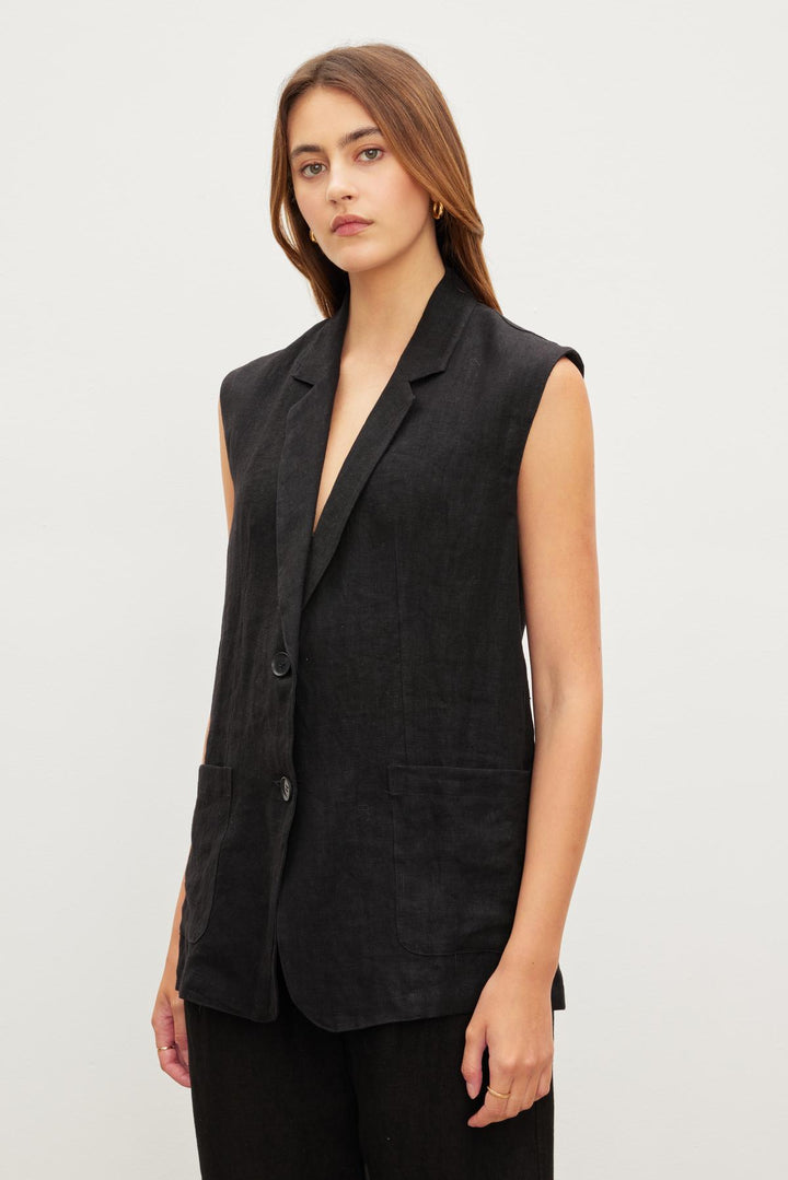 BETHAN LINEN VEST - VELVET