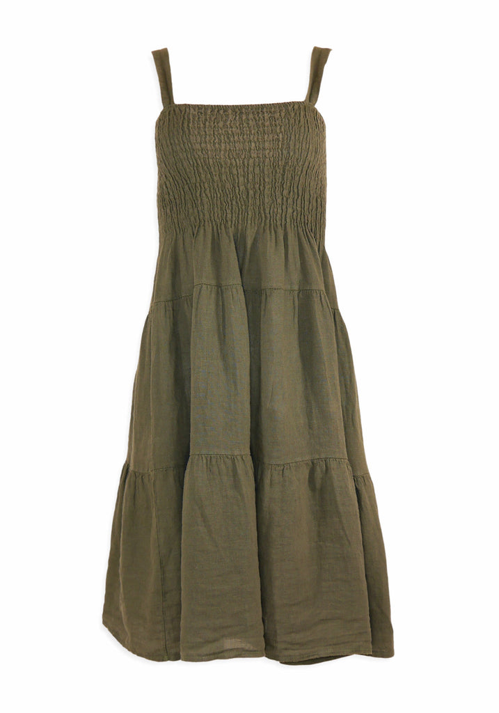 SLEEVELESS LINEN DRESS (SAFARI) - PISTACHE