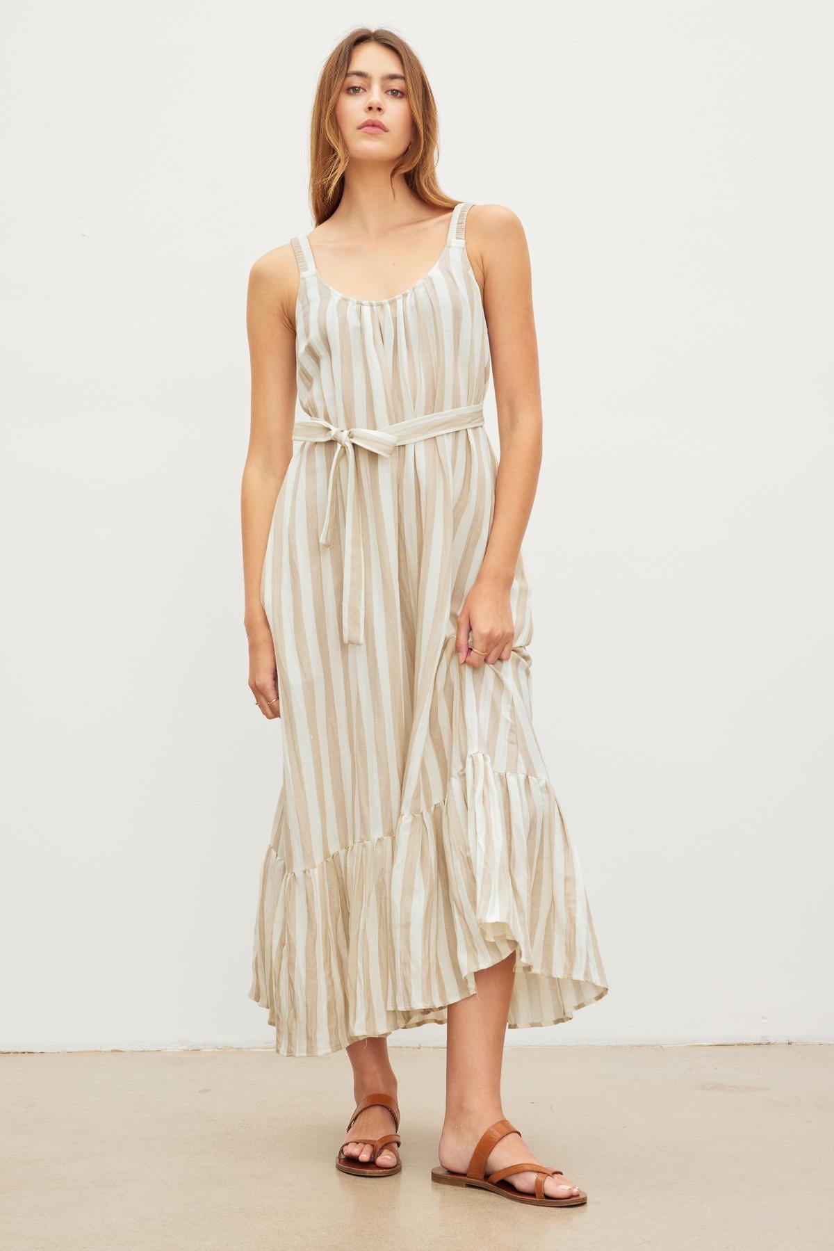 Neutral flowy dress sales