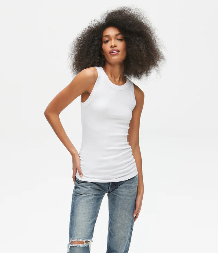 HALLEY RUCHED SIDE TANK (WHITE) - MICHAEL STARS