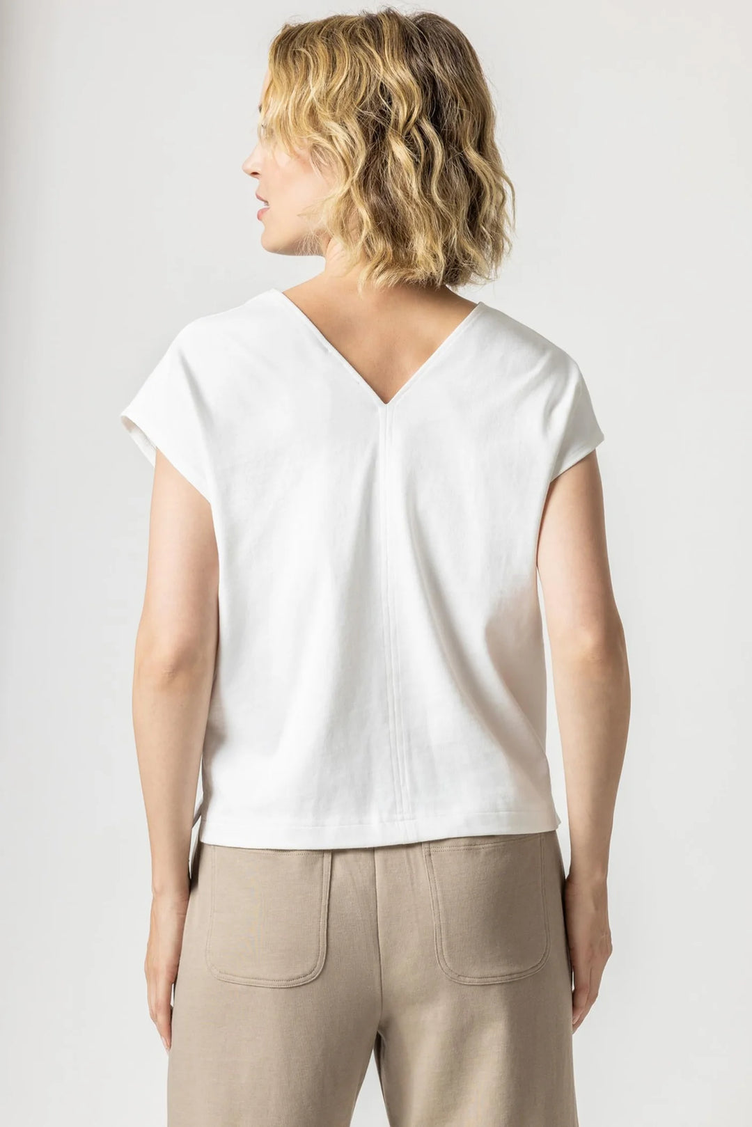 DOUBLE V-NECK TOP (WHITE) - LILLA P