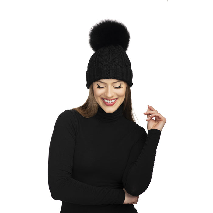 CHARLIE CABLE HAT (BLACK) - LINDO F